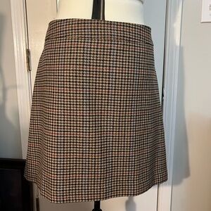 J. Crew Black and Brown Houndstooth A-Line Skirt